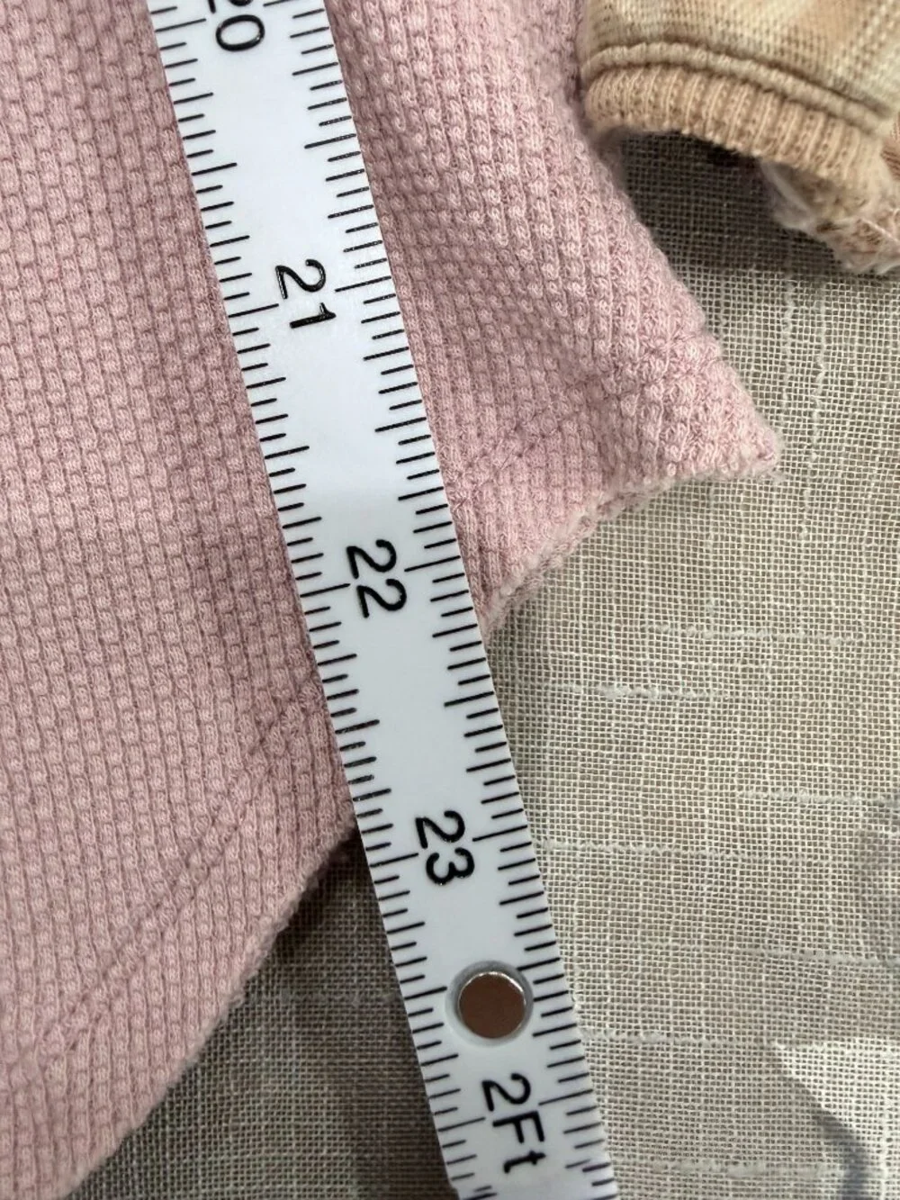 Free People We The Free Blush Pink Thermal Top Embroidered Mixed Media Cuffs XS